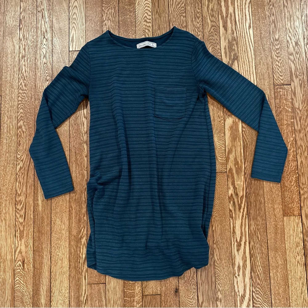 Abercrombie Women's Teal Striped T-Shirt Dress, Size Large